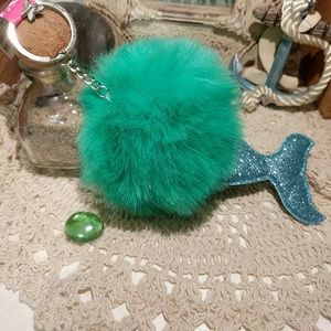 NWT New Mermaid Pom Pom Key Chain.